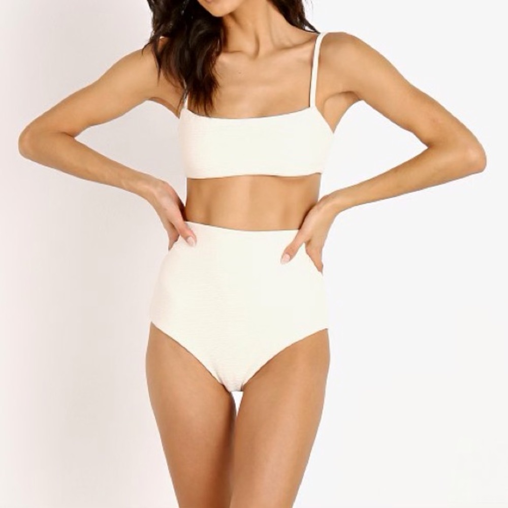 Mara Hoffman Sia Bikini Top Cream+White XS